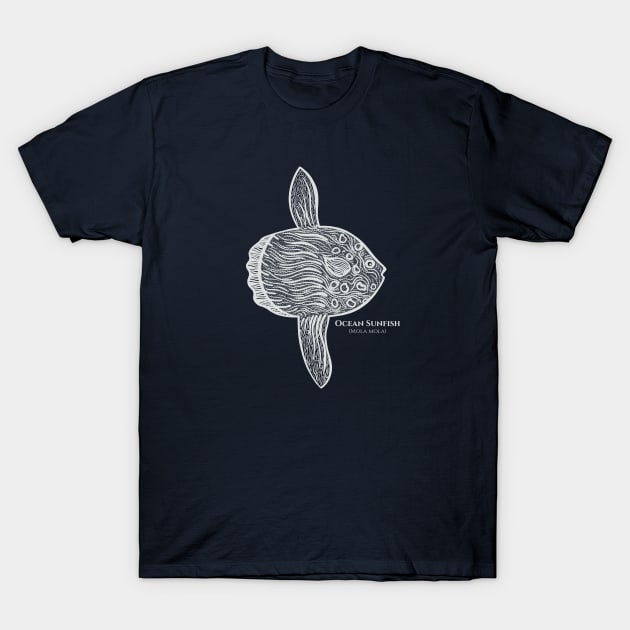 Ocean Sunfish or Mola with Common and Latin Names T-Shirt by Green Paladin